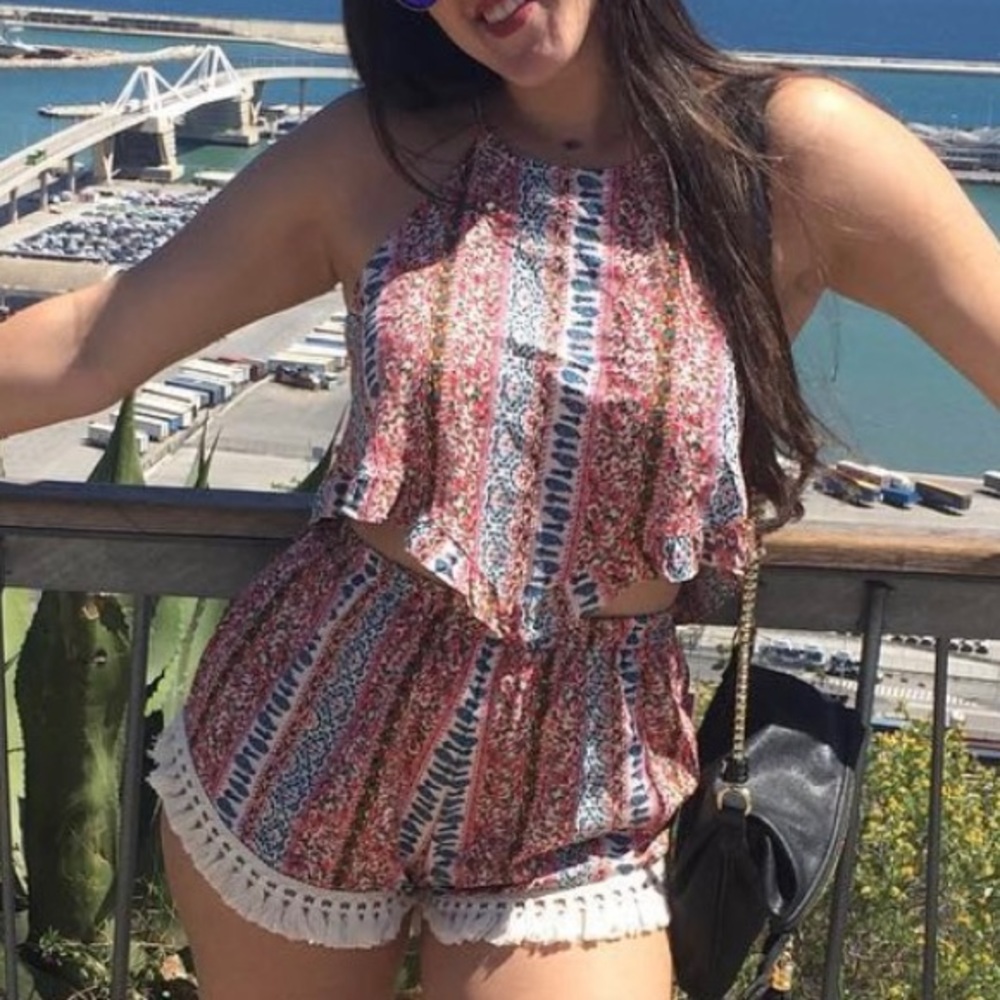 Colorful Two Piece Fringe Set